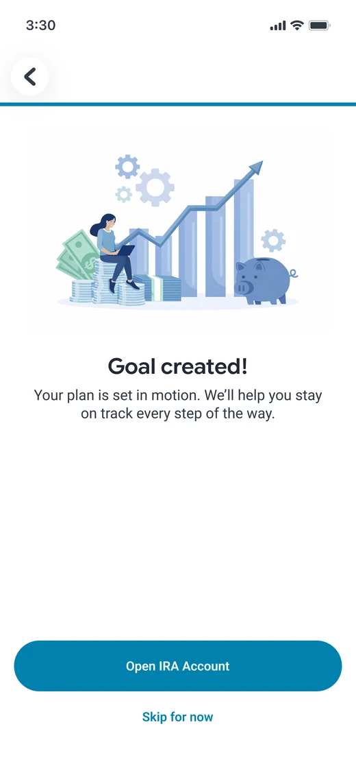 Goal created success screen