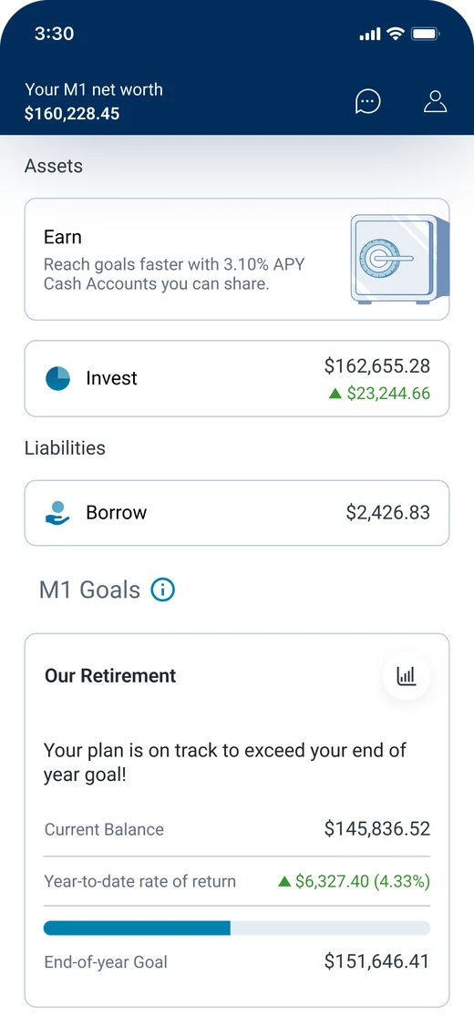 Home dashboard with the new goal