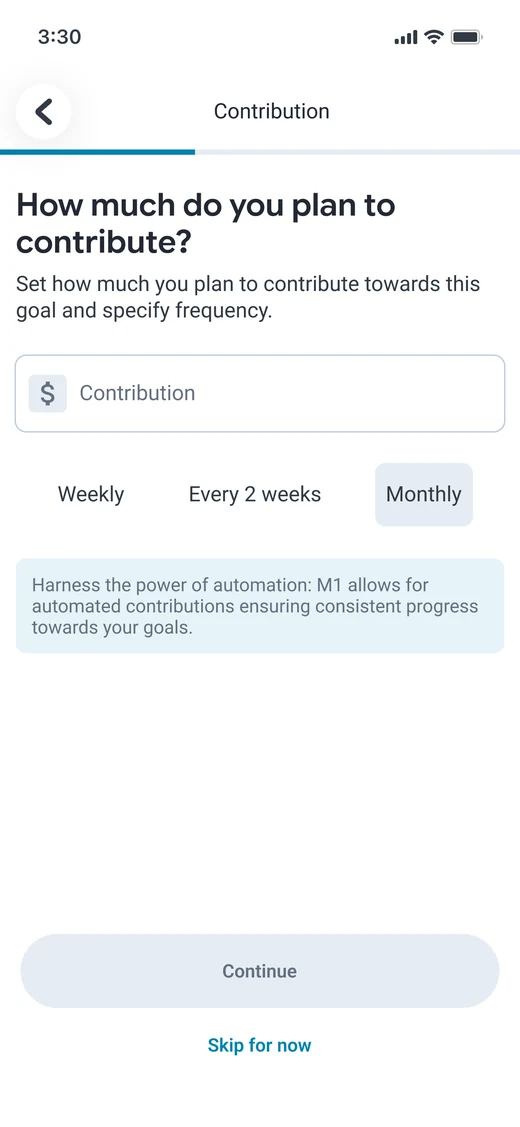 Contribution screen