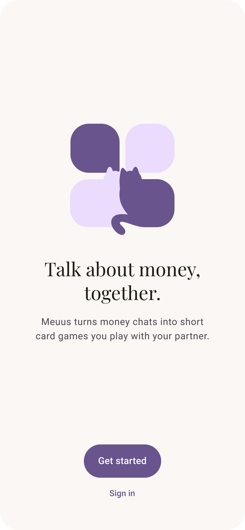 Welcome screen