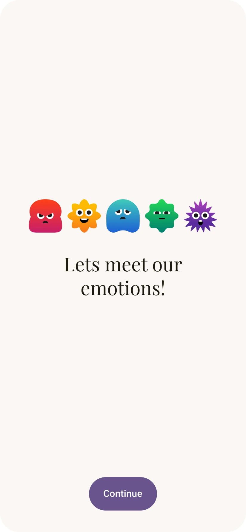Meet our emotions intro screen