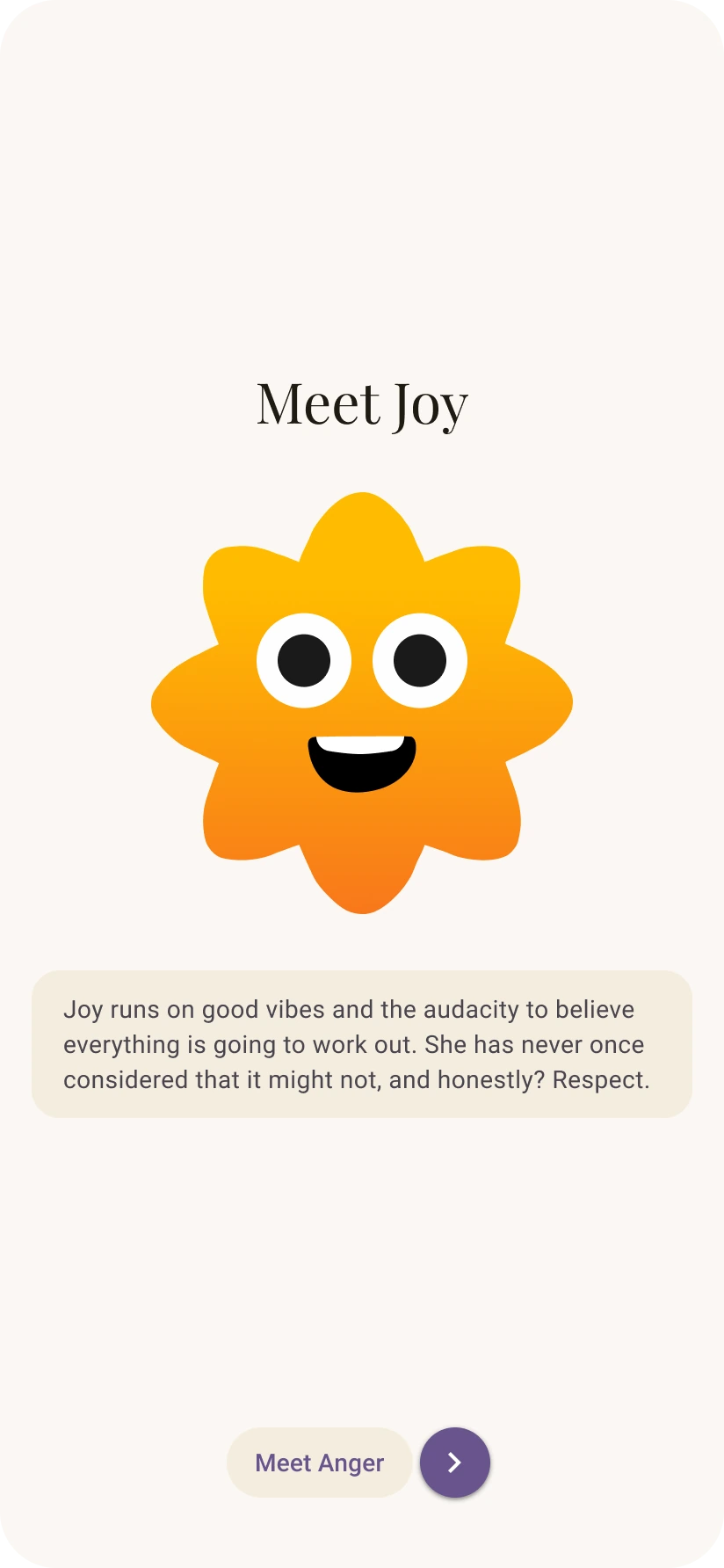 Meet Joy emotion screen