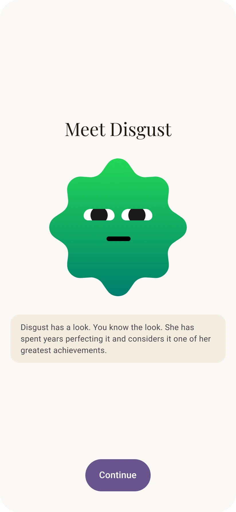 Meet Disgust emotion screen