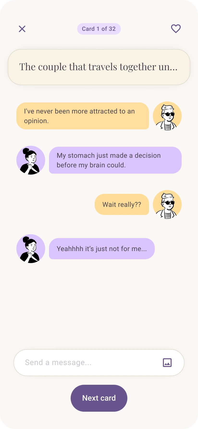 Chat conversation exchange screen