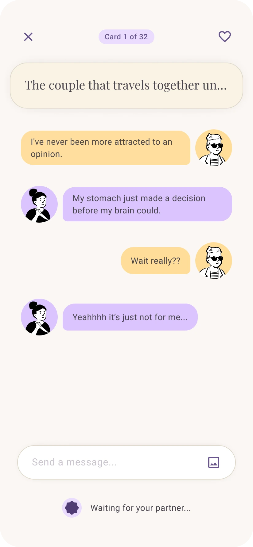 Waiting for partner chat screen