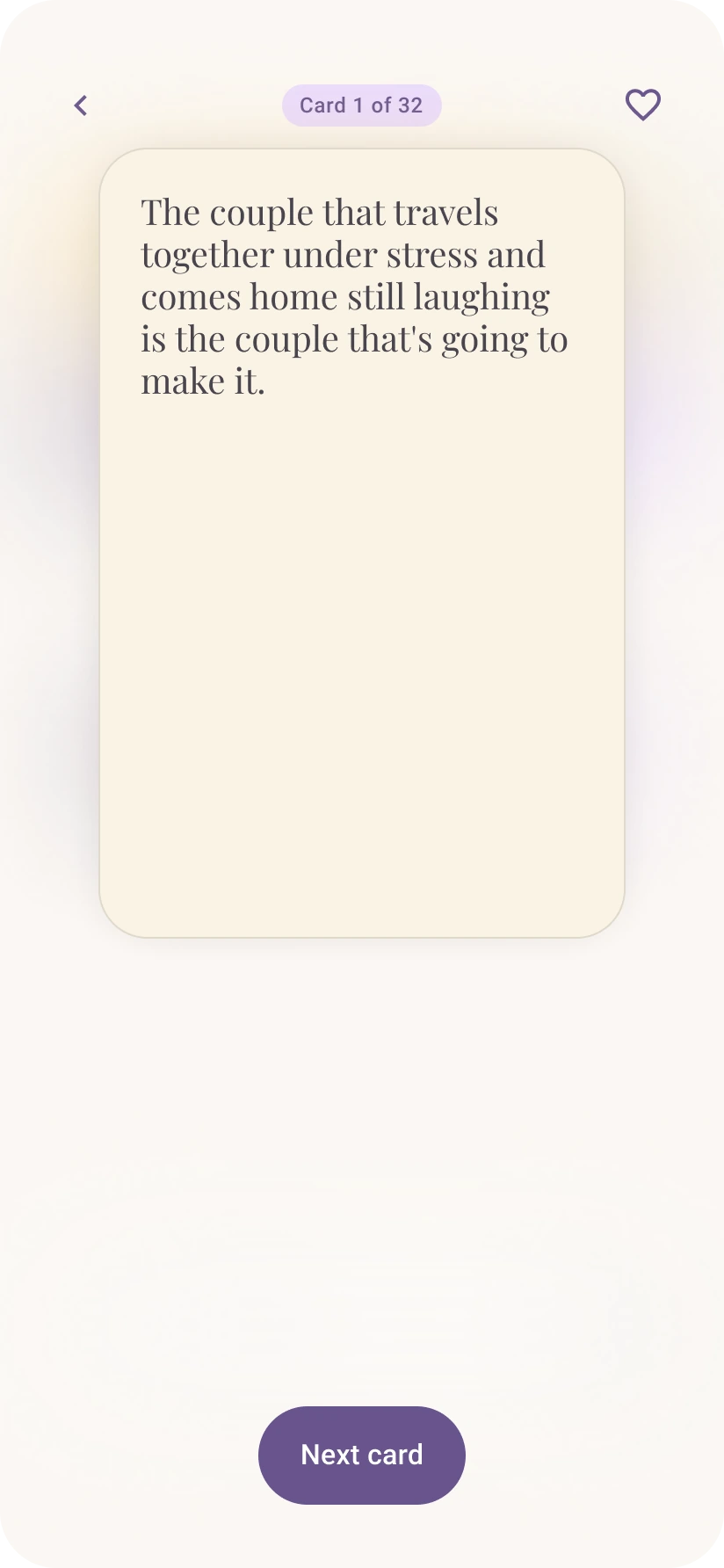 Card transition loading screen