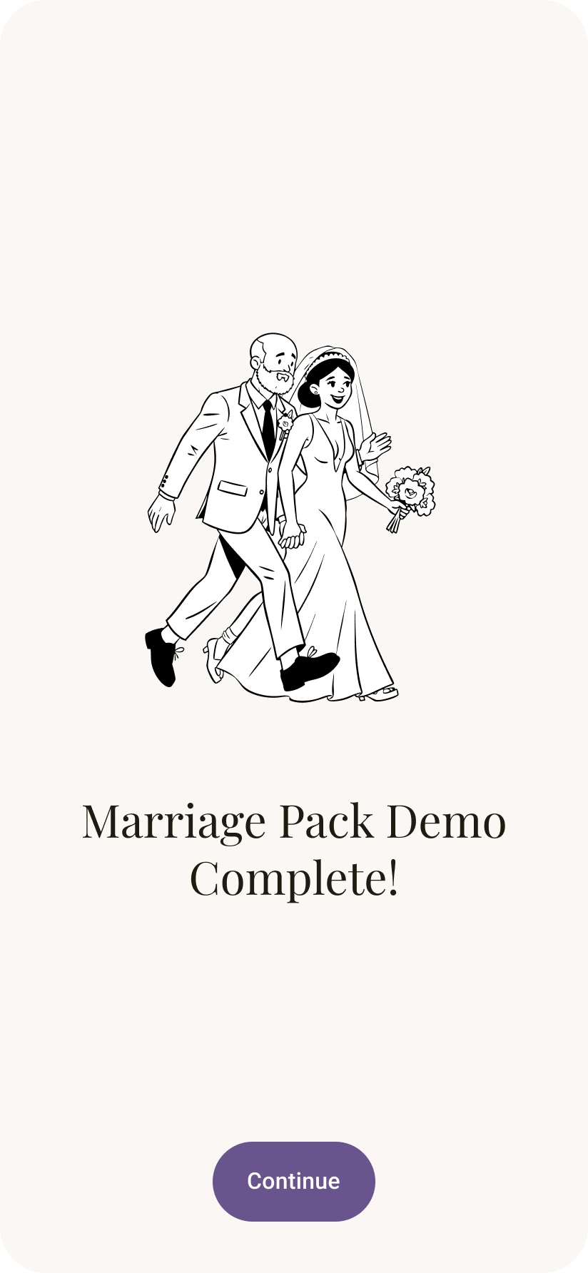 Marriage pack demo complete screen