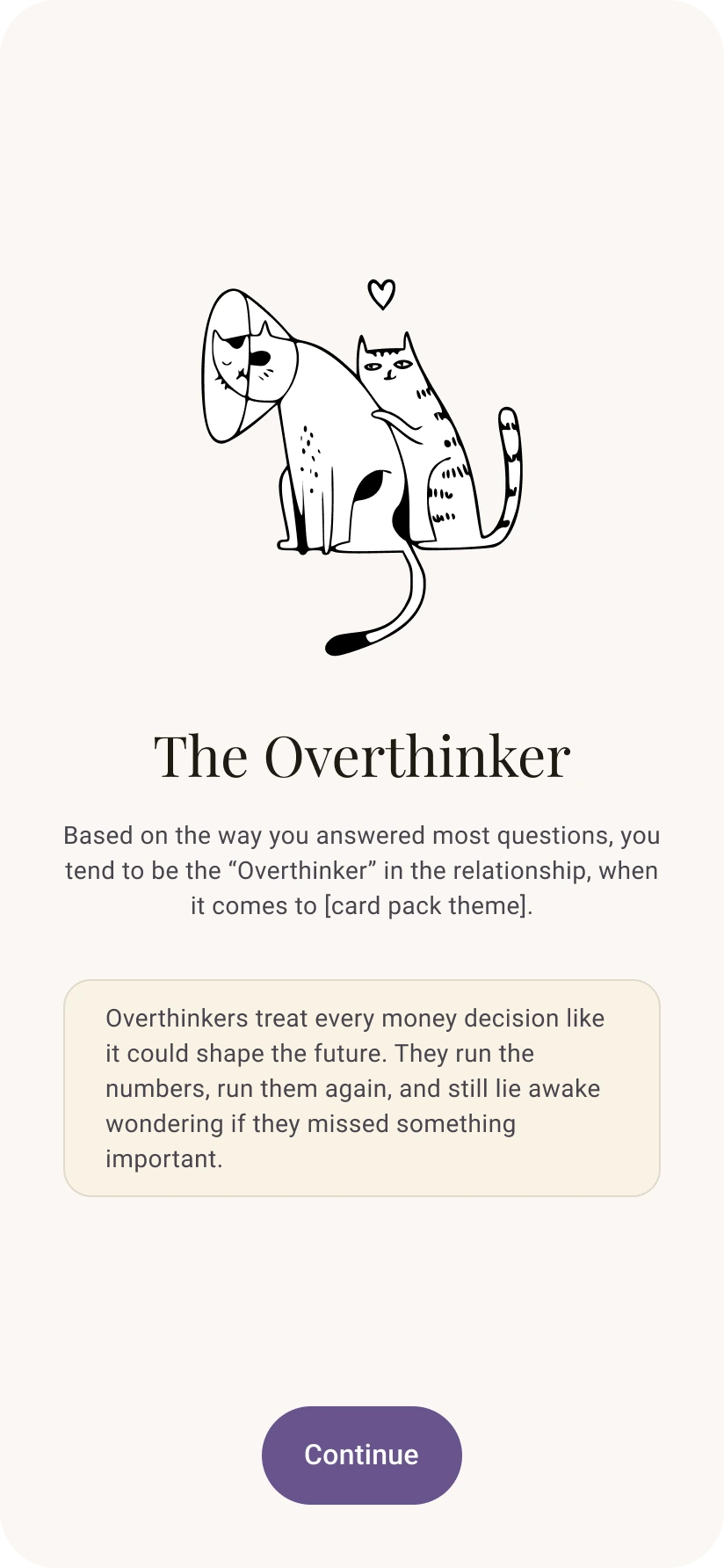 Money personality result screen